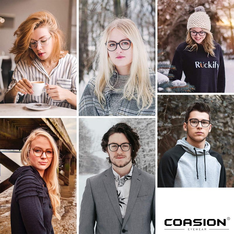 COASION Vintage Round Clear Glasses Non-Prescription Eyeglasses Frames for Women Men (Matte Black/Silver) - Image 2